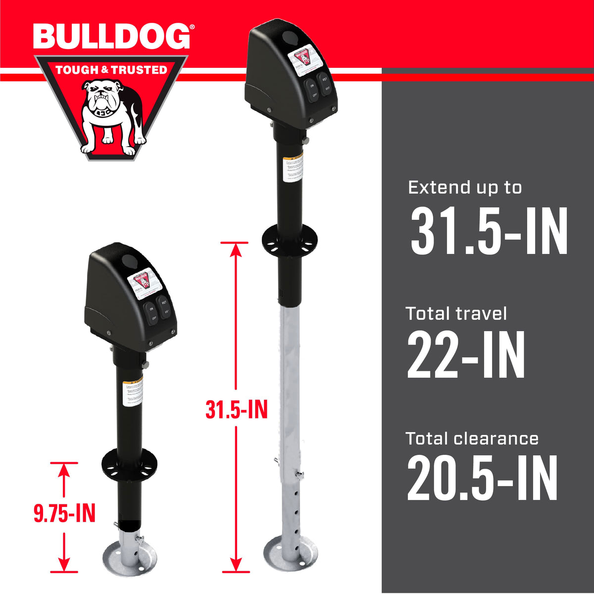 Powered Trailer Jack, A-Frame, 3,500 lbs. Lift Capacity, Bolt-On, 14 Inch Travel K738