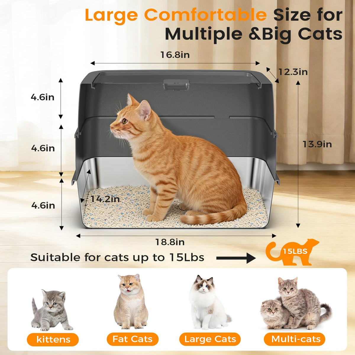 Stainless Steel Litter Box with Lid M22183
