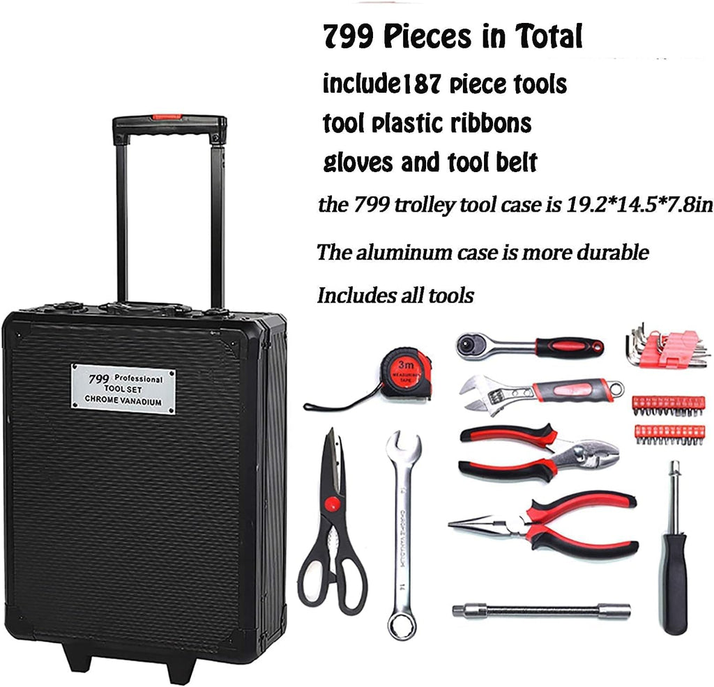 799pcs Aluminum Trolley Case Tool Set Silver W593394