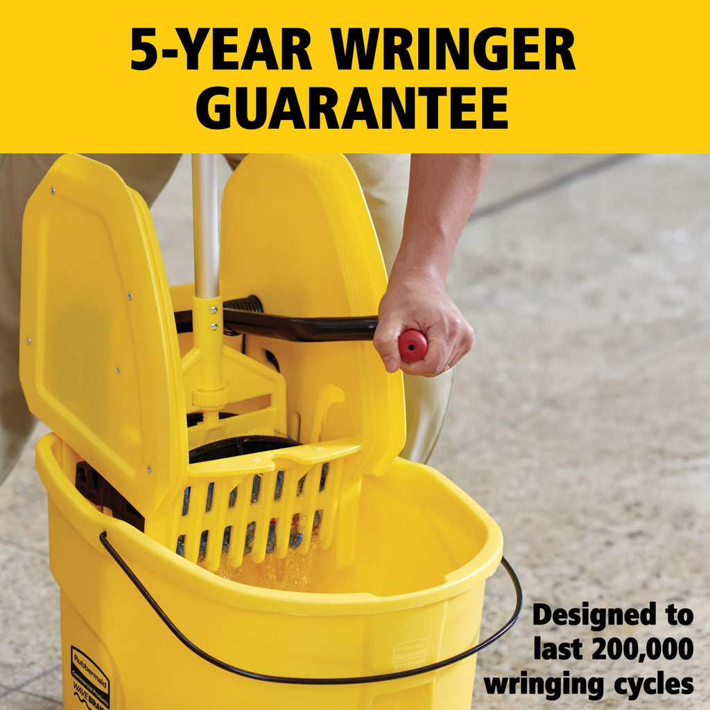 Yellow 35 QT Mop Bucket and Wringer Combo on Wheels L37277