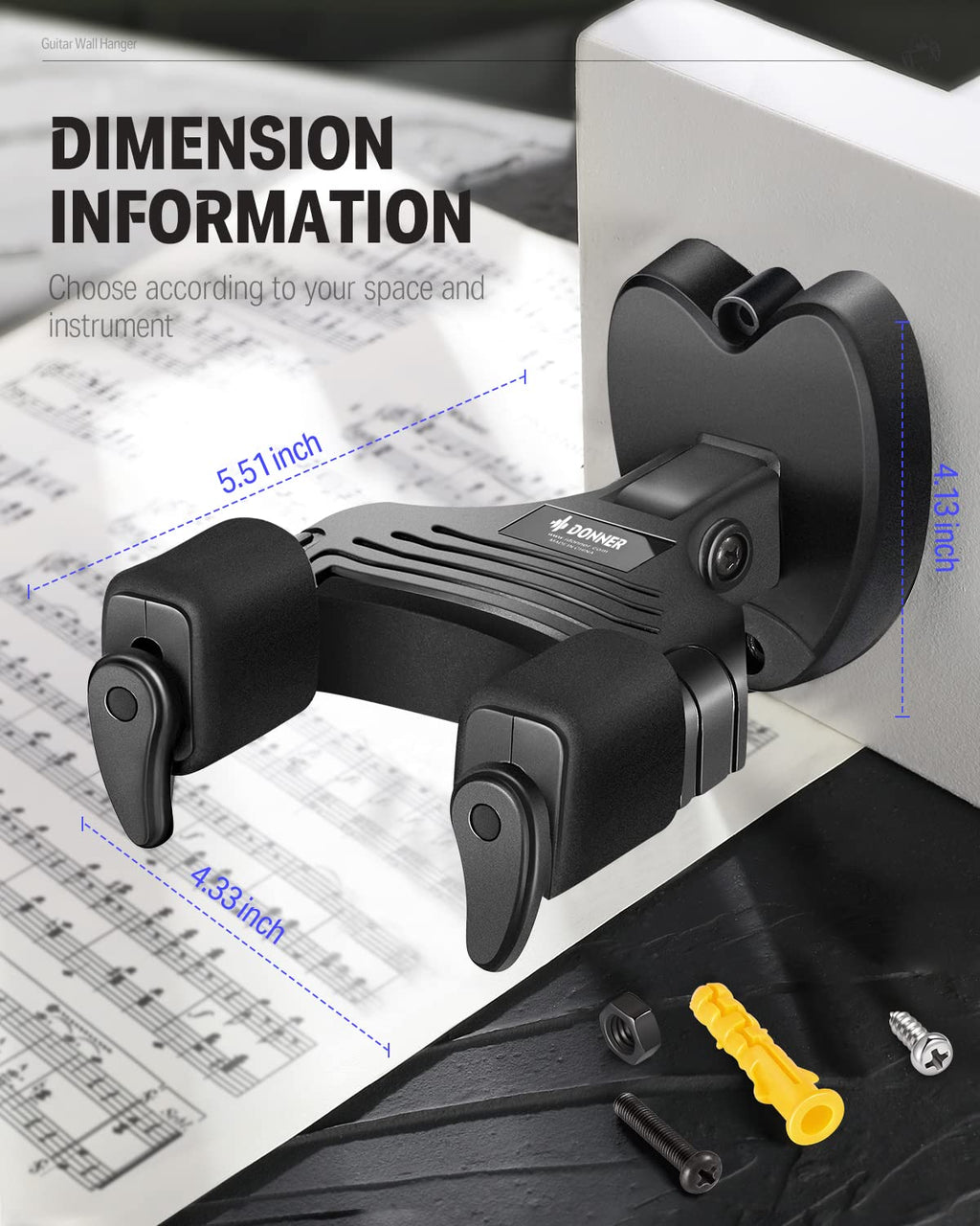 Black Guitar Wall Mount 3-Pack O929