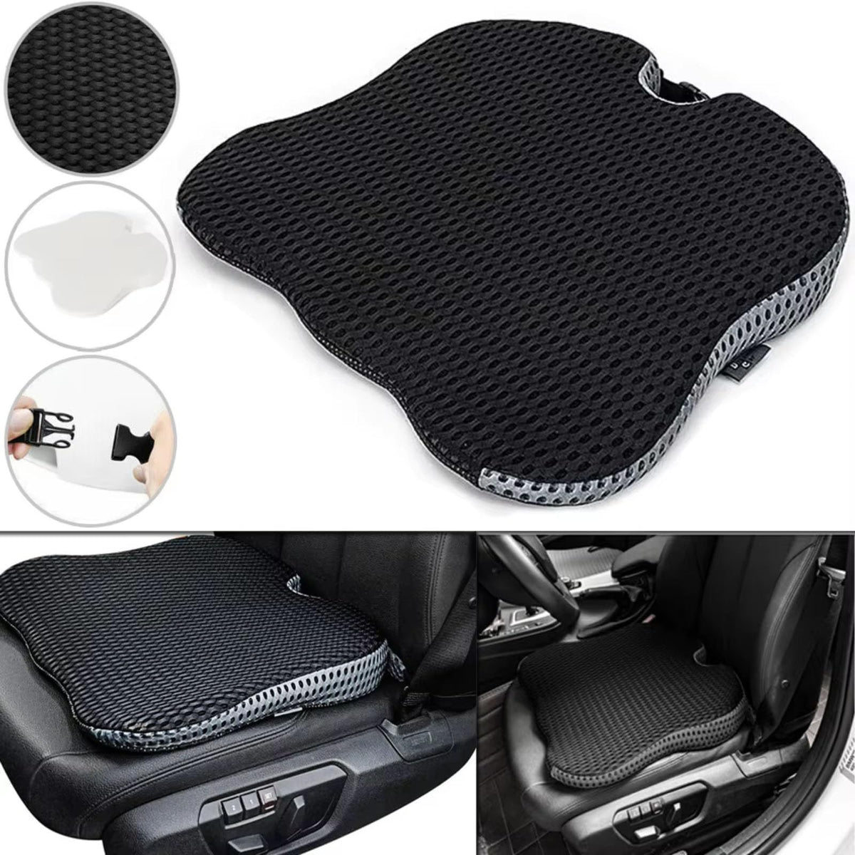Grey Memory Foam Car Seat Booster Cushion T39636