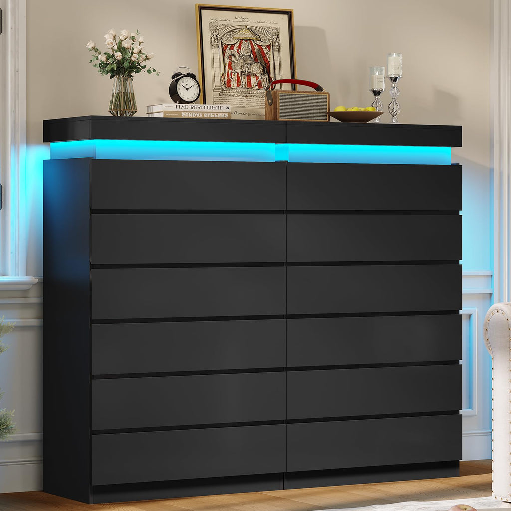 Black 6 Drawer Dresser M620