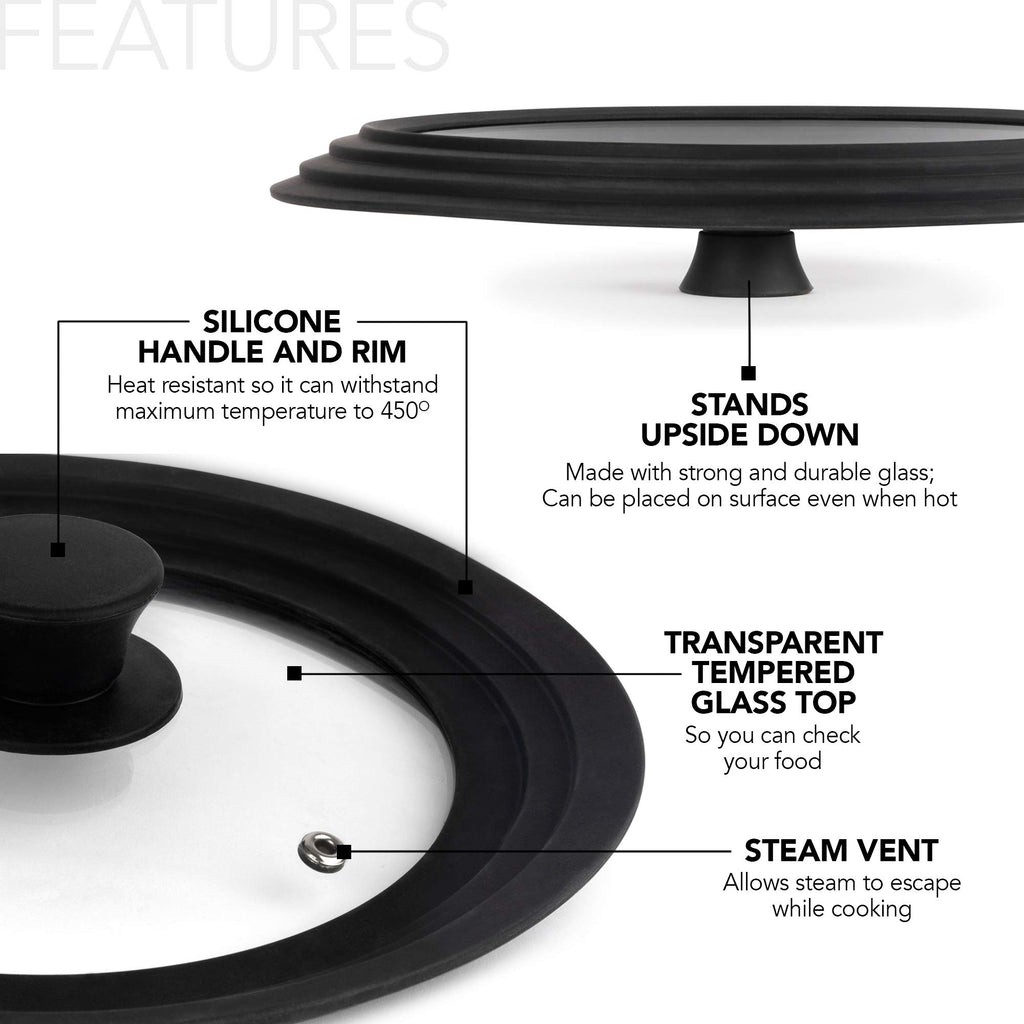 Silicone & Glass Universal Lid 10.5 to 12 Inches I341