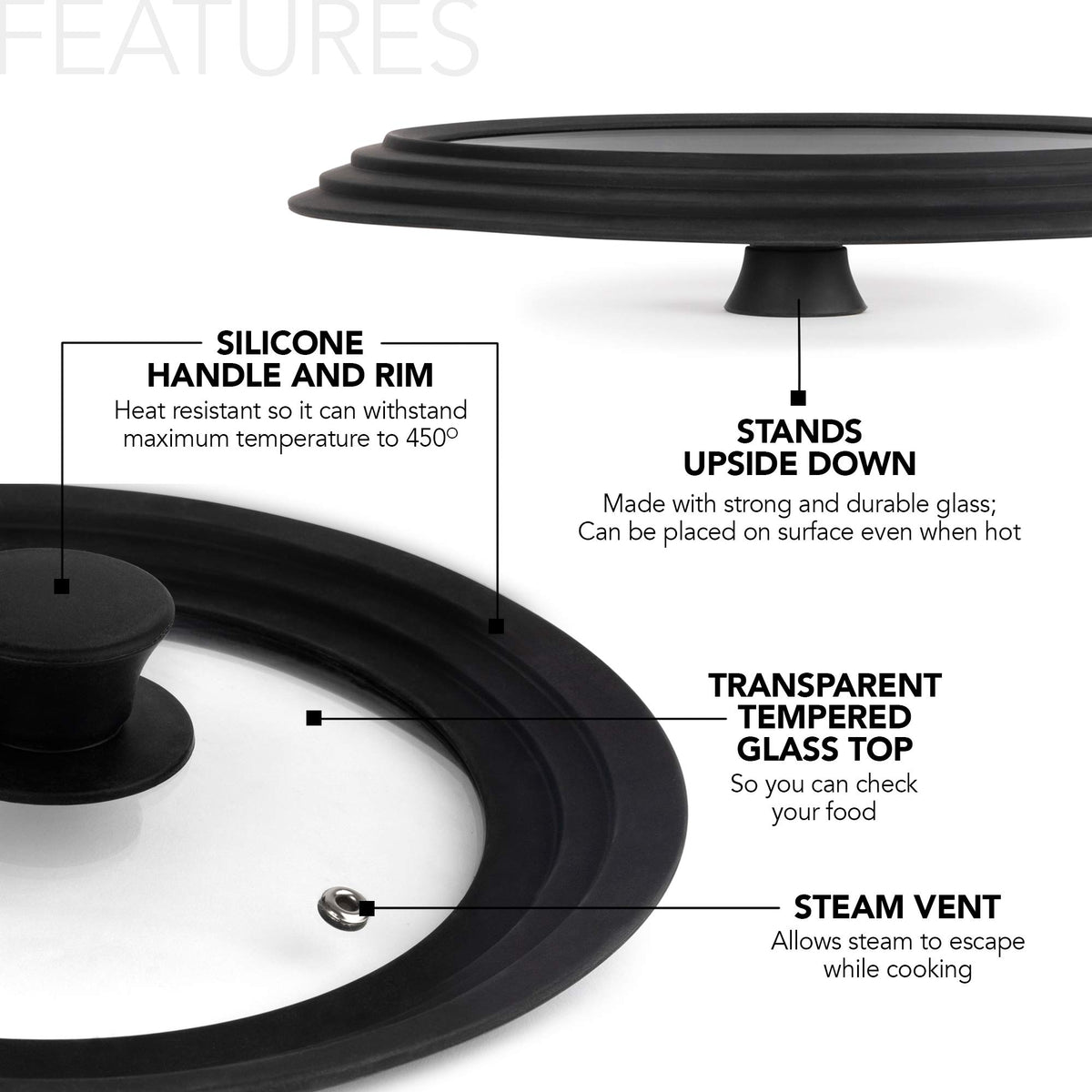 Silicone & Glass Universal Lid 10.5 to 12 Inches I341