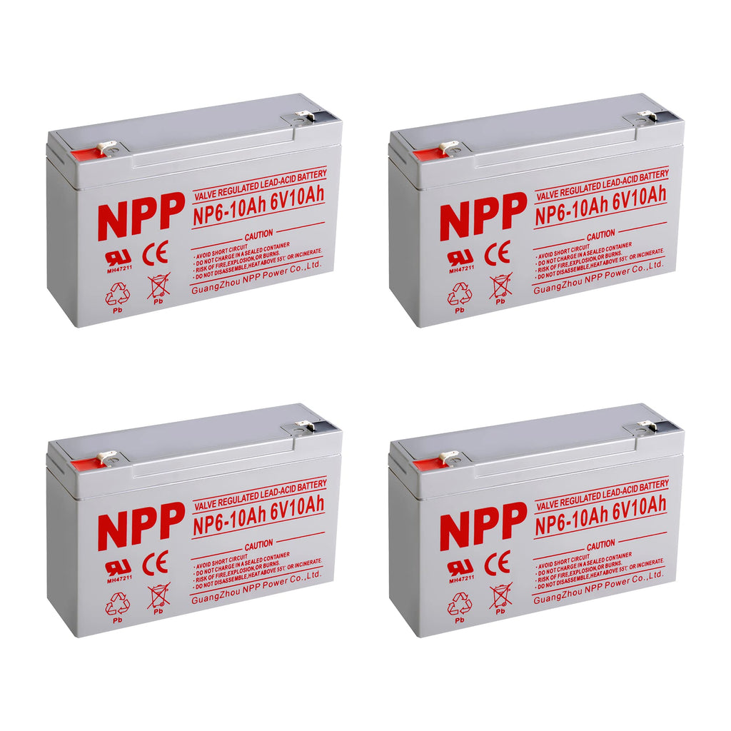 6V 10Ah Rechargeable Sealed Lead Acid Battery 4Pcs P830
