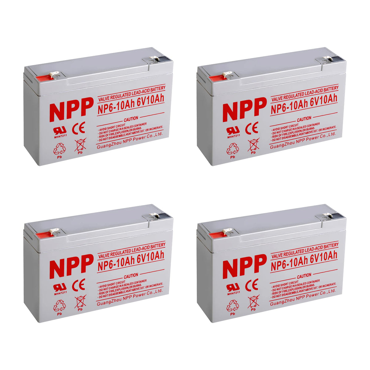 6V 10Ah Rechargeable Sealed Lead Acid Battery 4Pcs P830