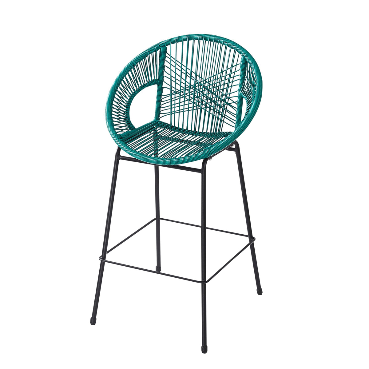 Teal Faux Wicker Outdoor Bar Stool, Set of 2 X67805