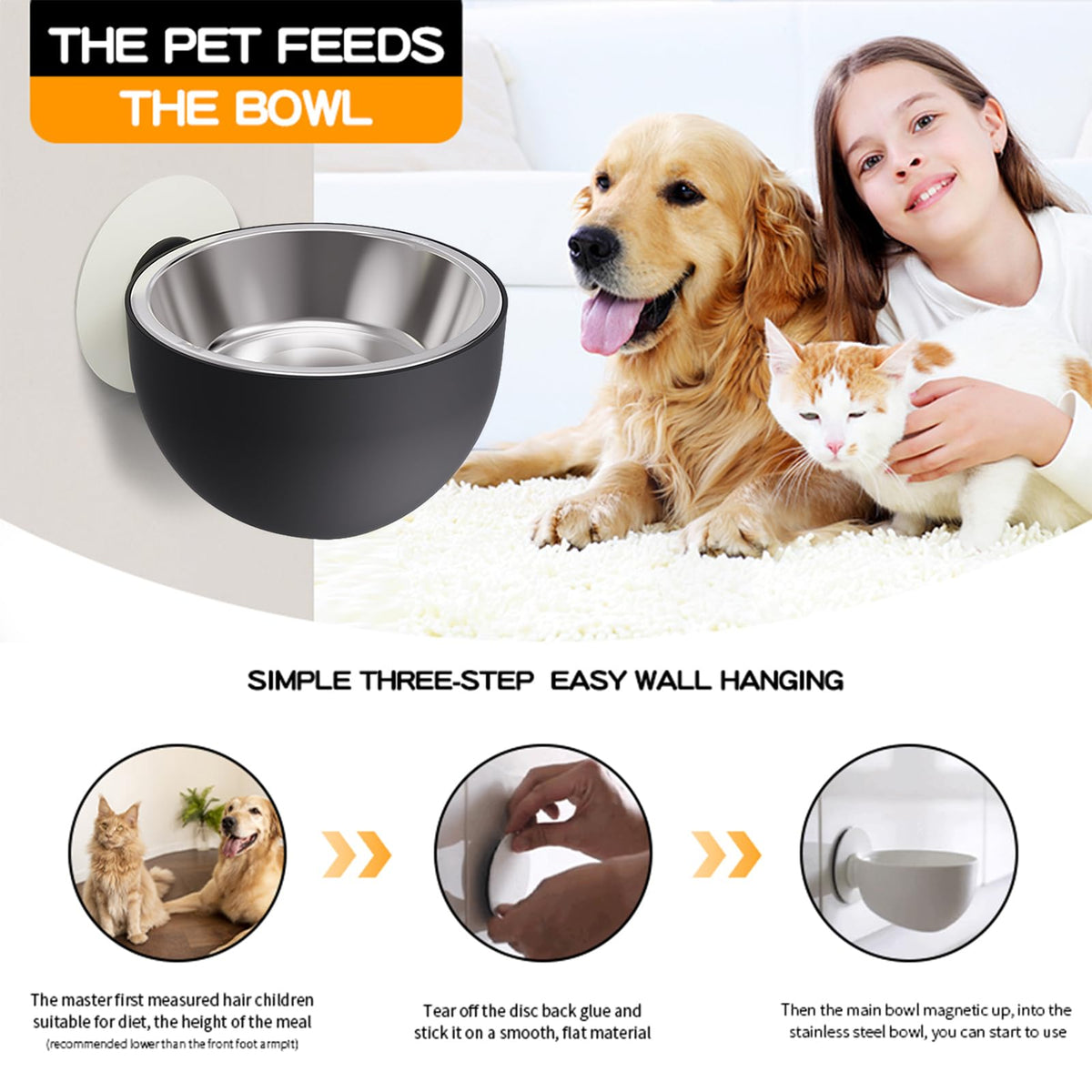 Wall Mounted Pet Bowls Dishwasher Safe S148