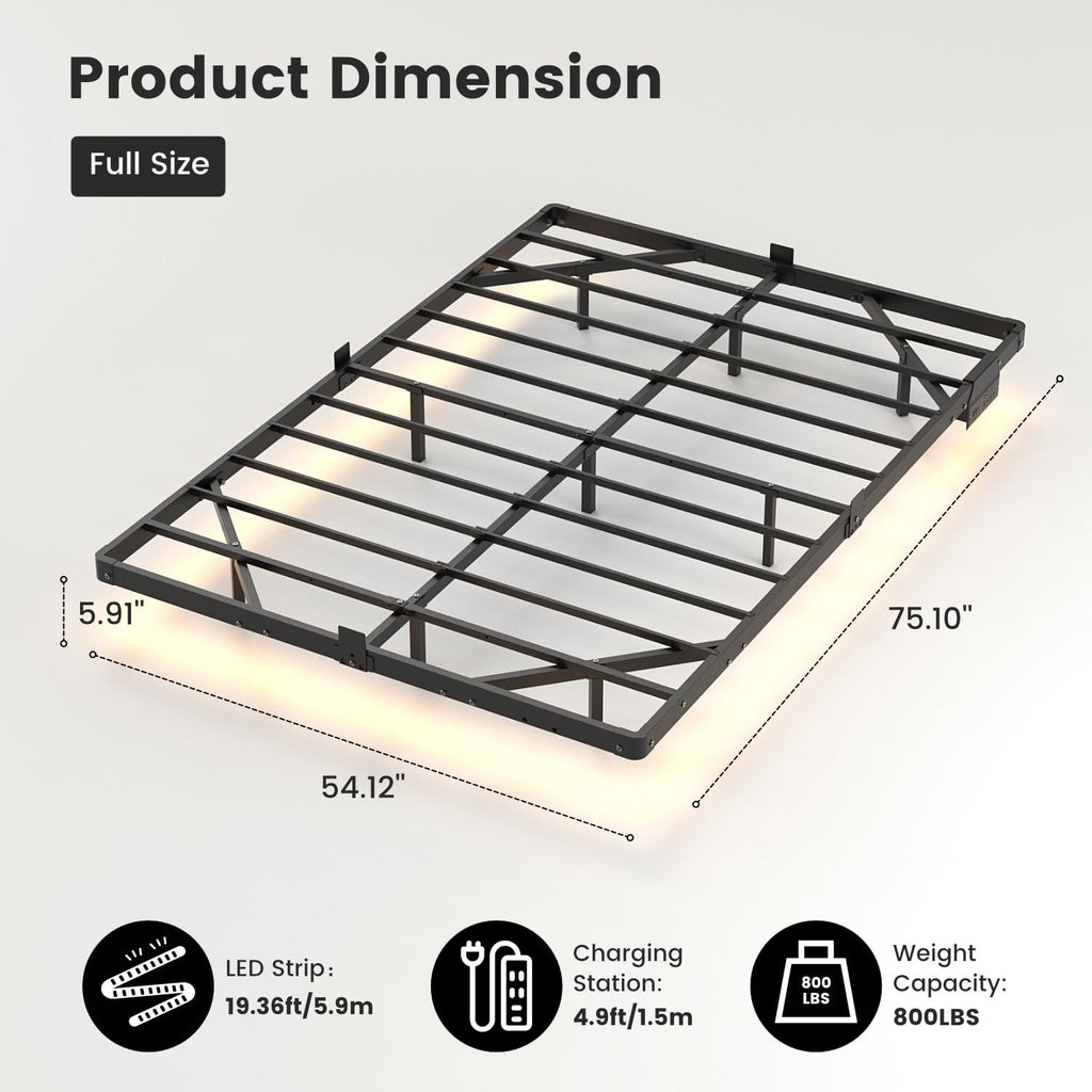 Full Floating Bed Frame with LED Lights D52016