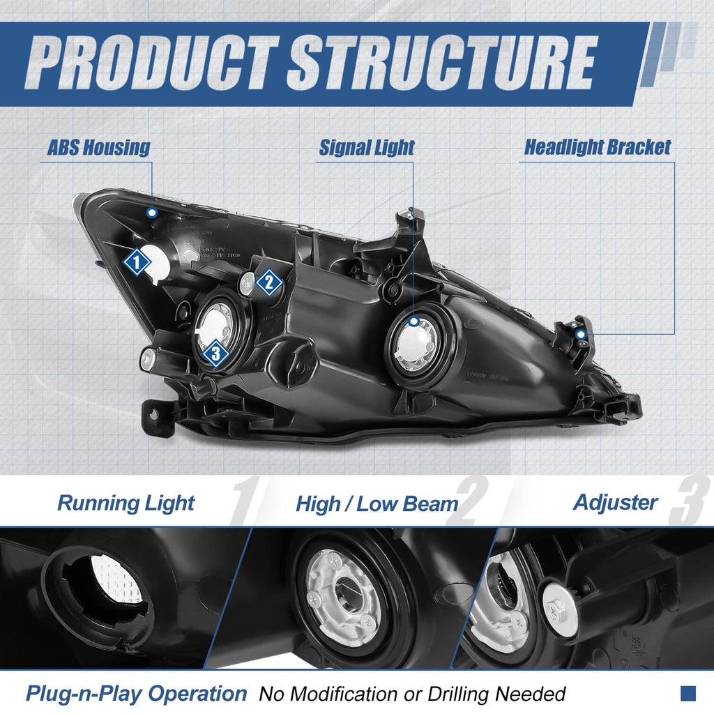Black Housing Amber Corner Headlights Assembly C141314
