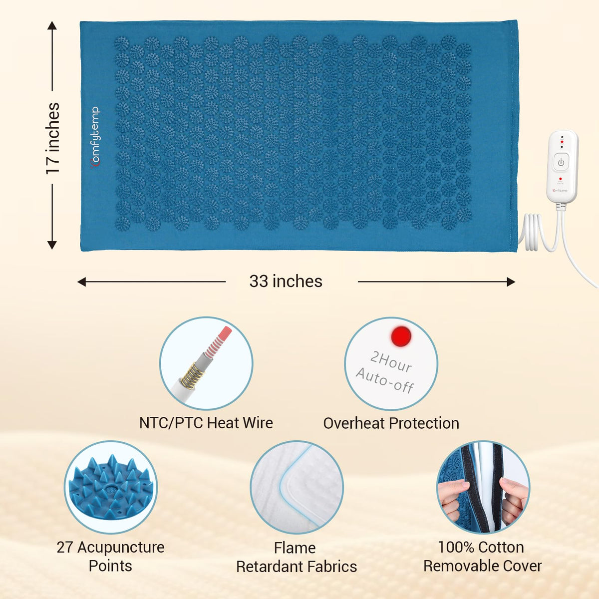 Heated Acupressure Mat 17"x33" L4295