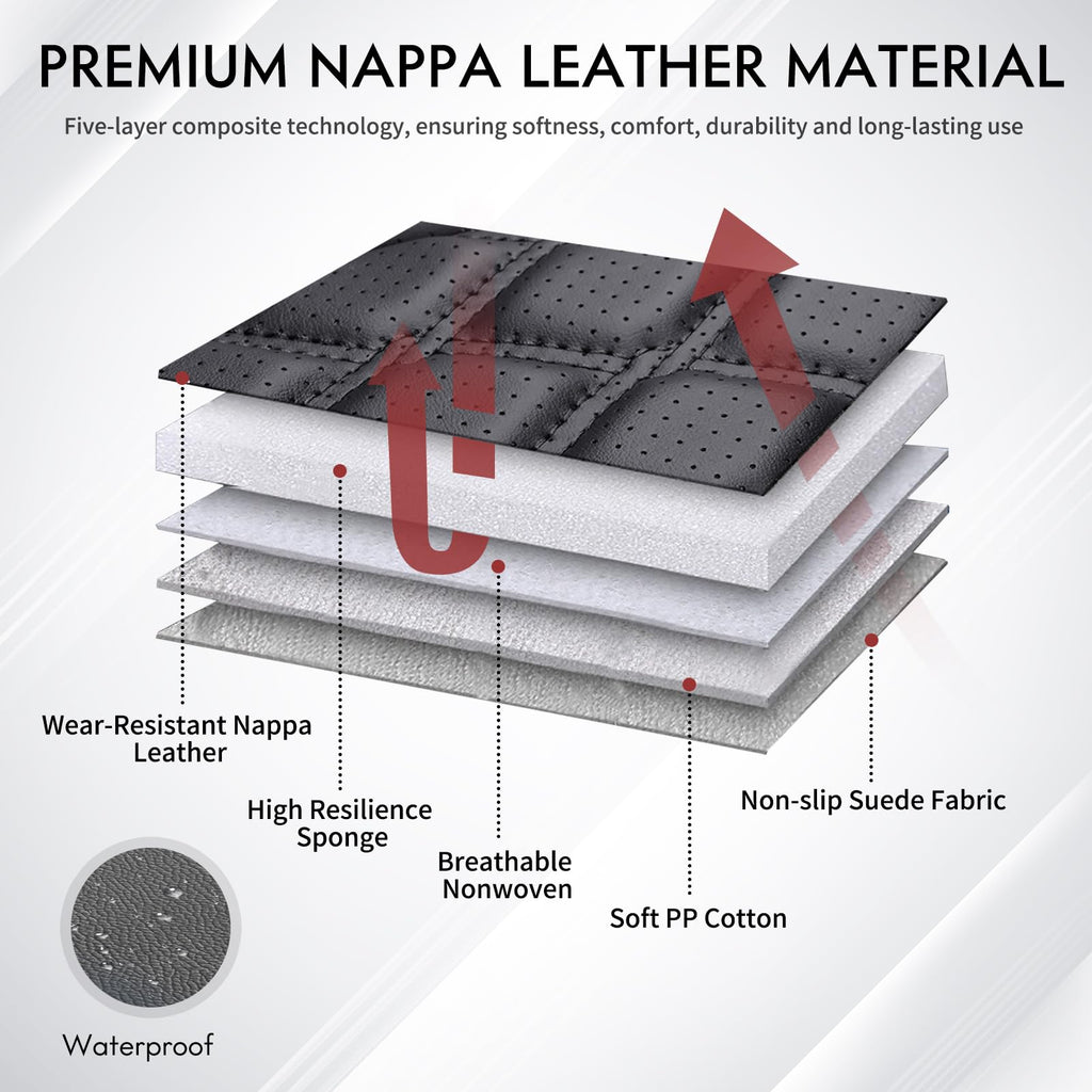 Leather Pickup Seat Cushion Cover Full Set Black N35969