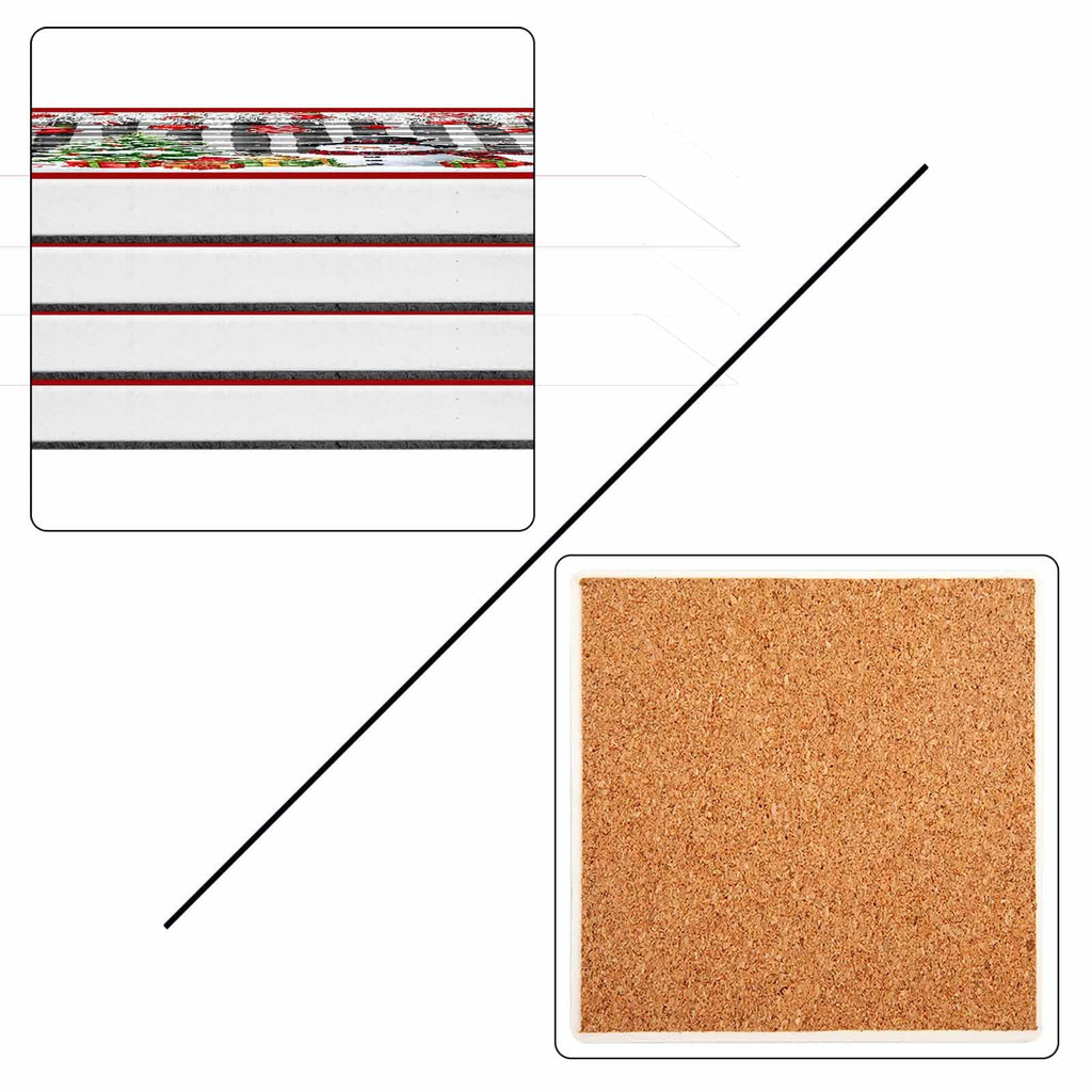 Ceramic Stone Coasters Set of 8 Black White Plaid Absorbent Non Slip V687563