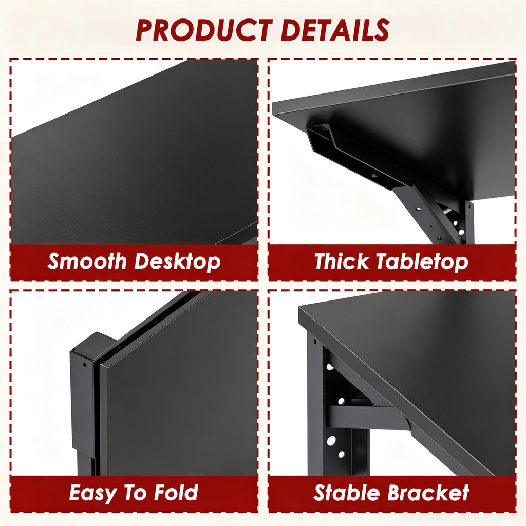 Wall Mounted Folding Table 30x20IN Black X514