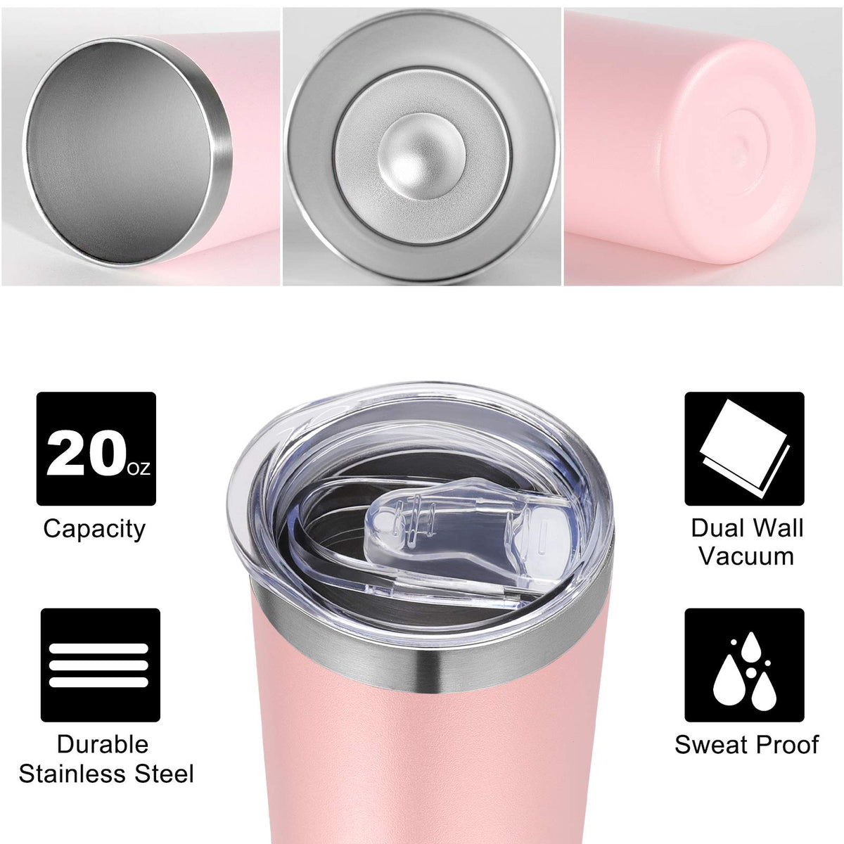 20 oz Stainless Steel Insulated Tumbler with Lid and Straw V49031