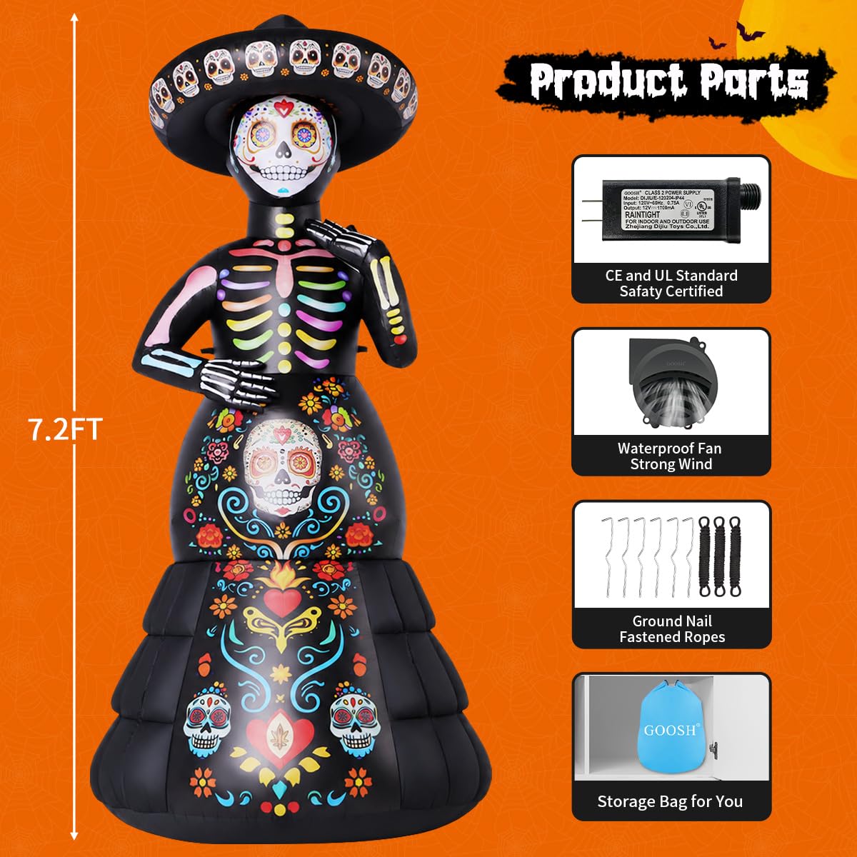 7.2FT Halloween Inflatable Ghost Bride with LED Lights Z392711