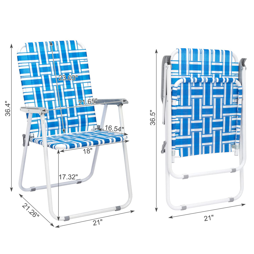 Set of 2 Blue Webbed Folding Camping Chairs T72564