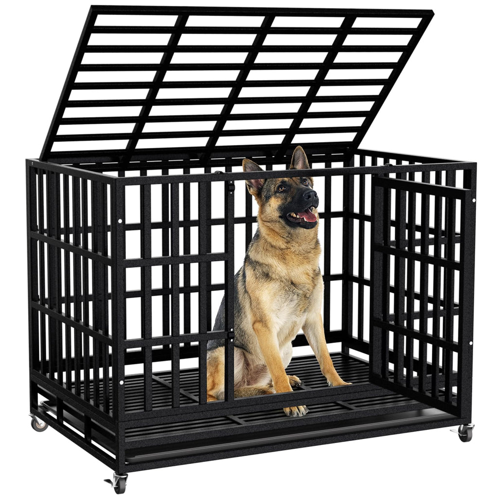 48 Inch Heavy Duty Dog Crate Kennel with Wheels X353739