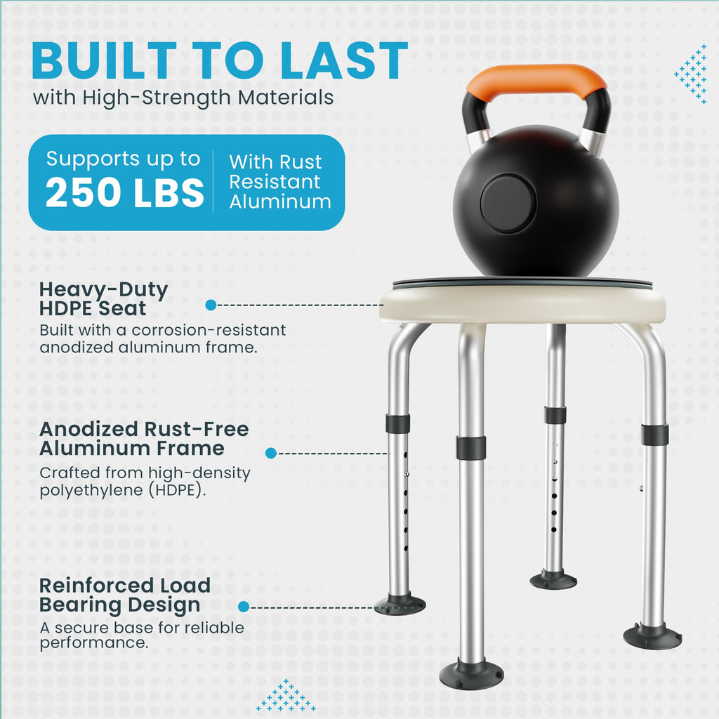 Adjustable Swivel Shower Stool with Non-Slip Feet B505