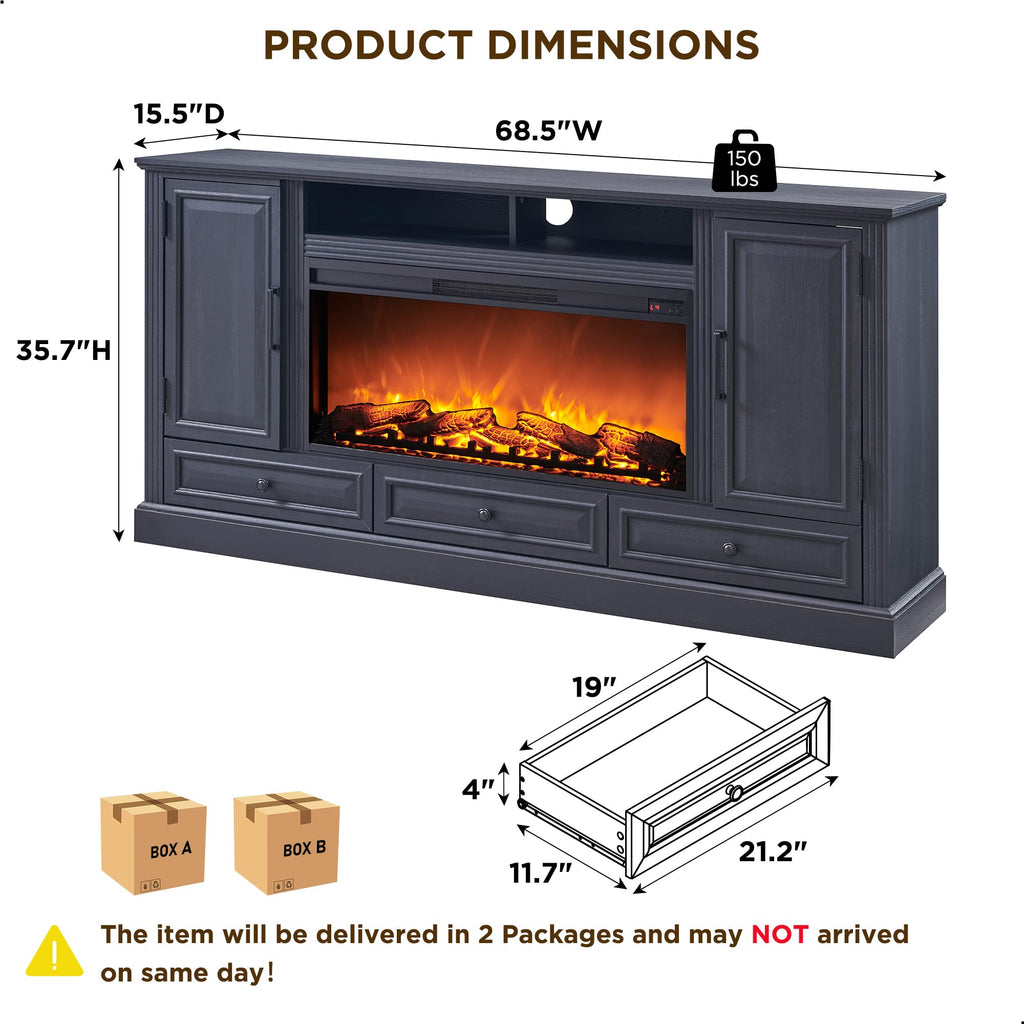 Black Fireplace TV Stand O112076