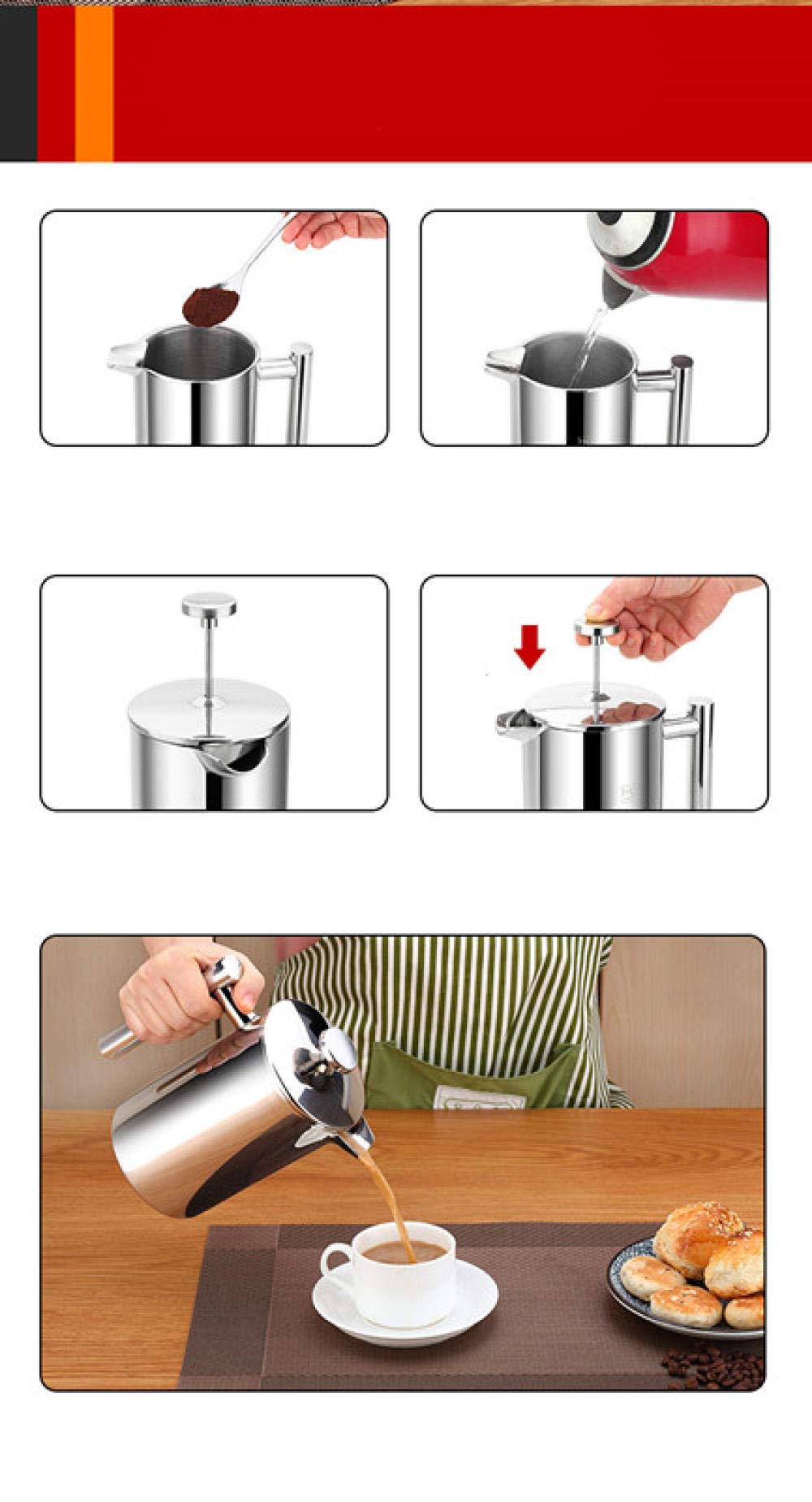 Coffee Maker Filter Press Pot 1L I762