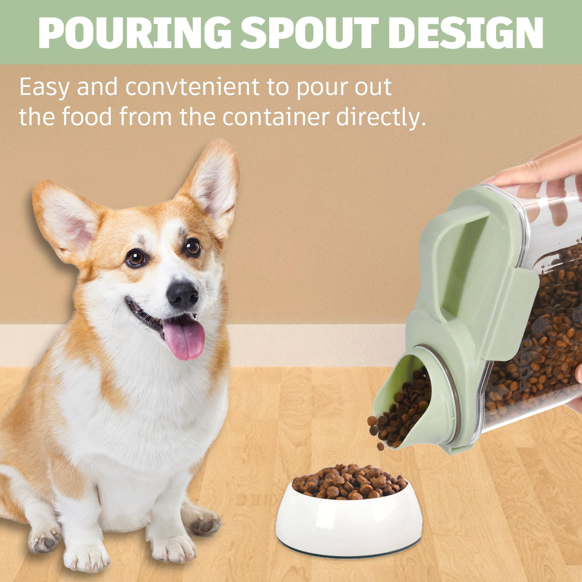 Airtight Pet Food Storage Container with Measuring Cups D6729