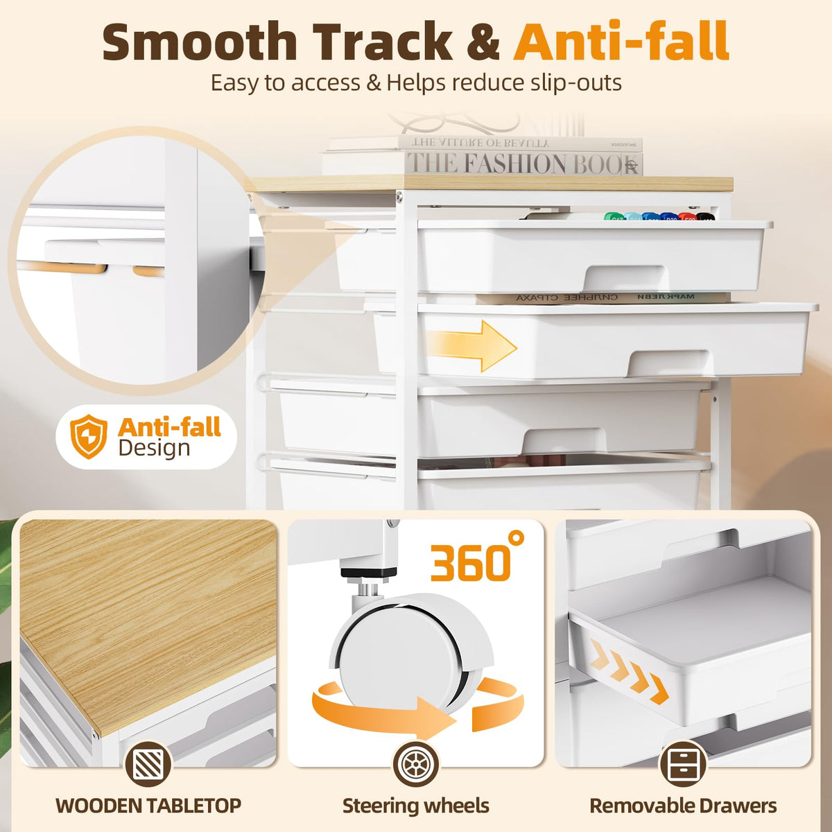 Rolling Storage Cart with 10 Drawers, White V629439