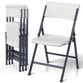 White 4 Pack Plastic Folding Chairs with Metal Frame V7706