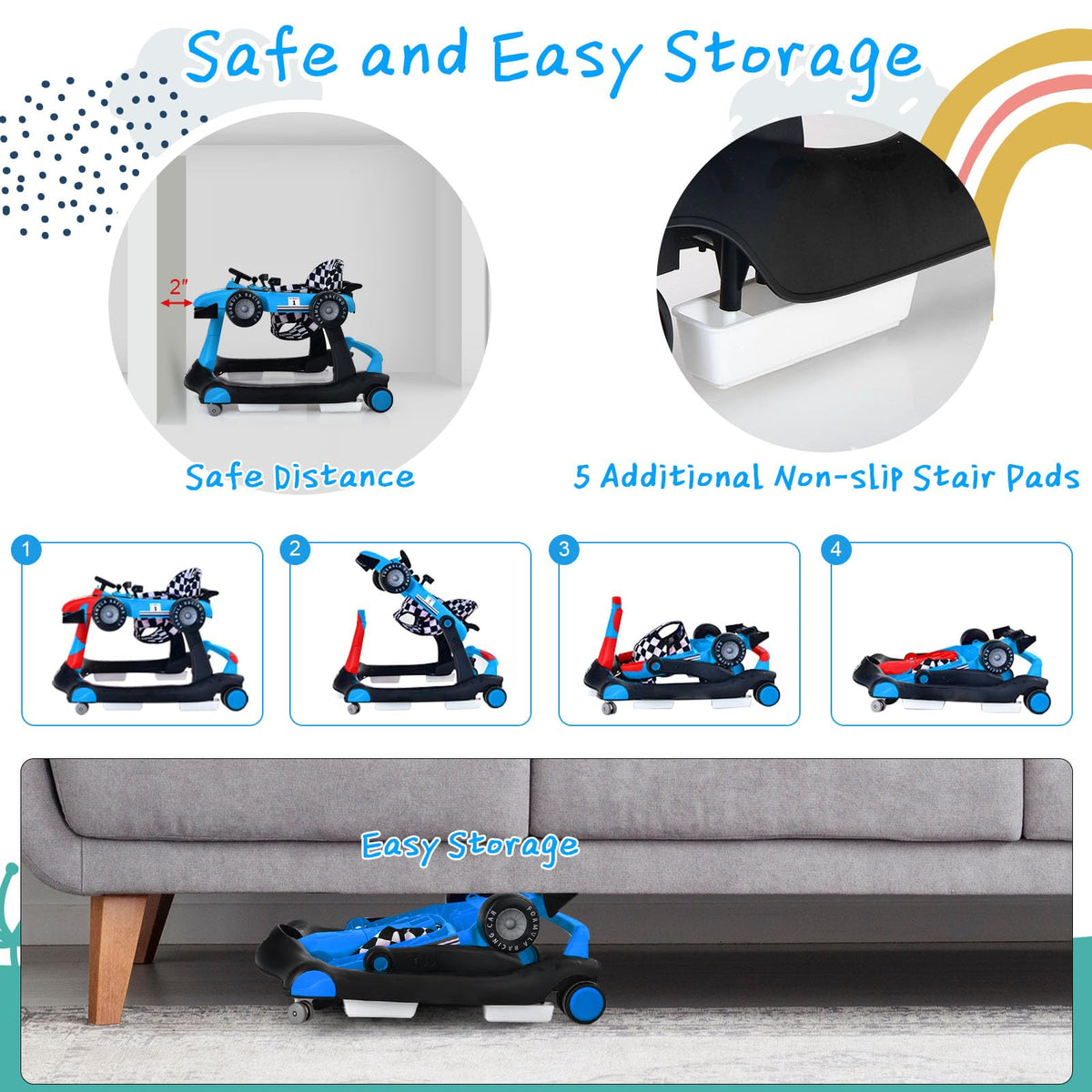 5-in-1 Foldable Baby Walker with Adjustable Height D51402