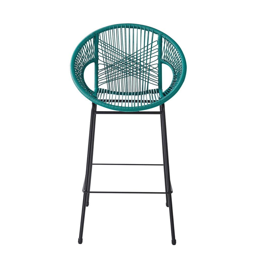 Teal Faux Wicker Outdoor Bar Stool, Set of 2 X67805