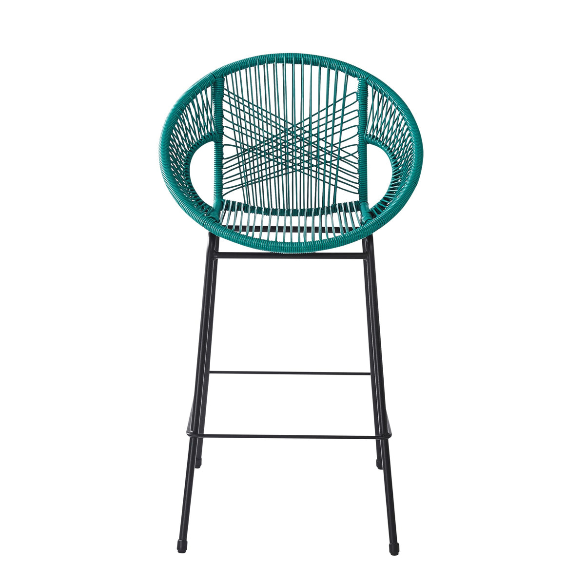 Teal Faux Wicker Outdoor Bar Stool, Set of 2 X67805