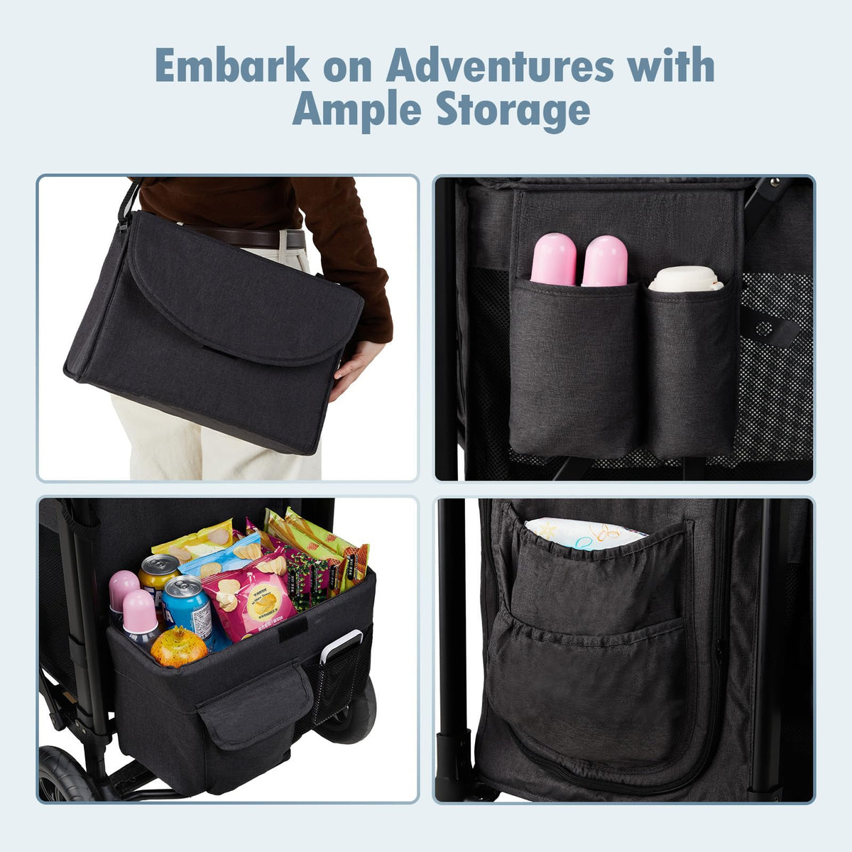 Foldable All-Terrain Double Wagon Stroller with Canopy C387172