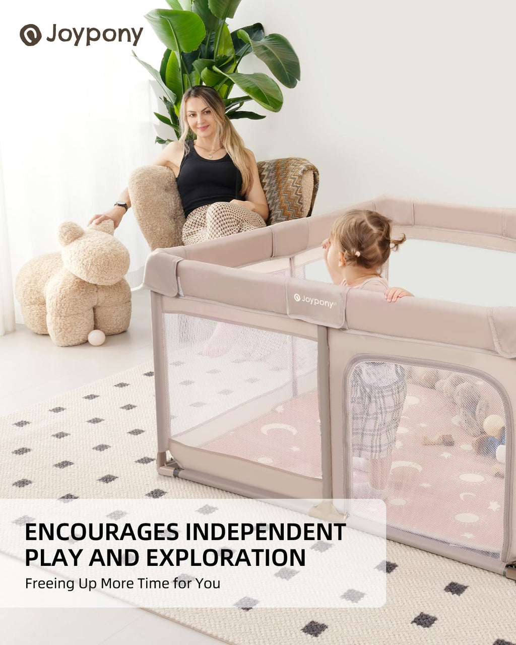 Baby Playpen with Mat 50x50 in Beige E395