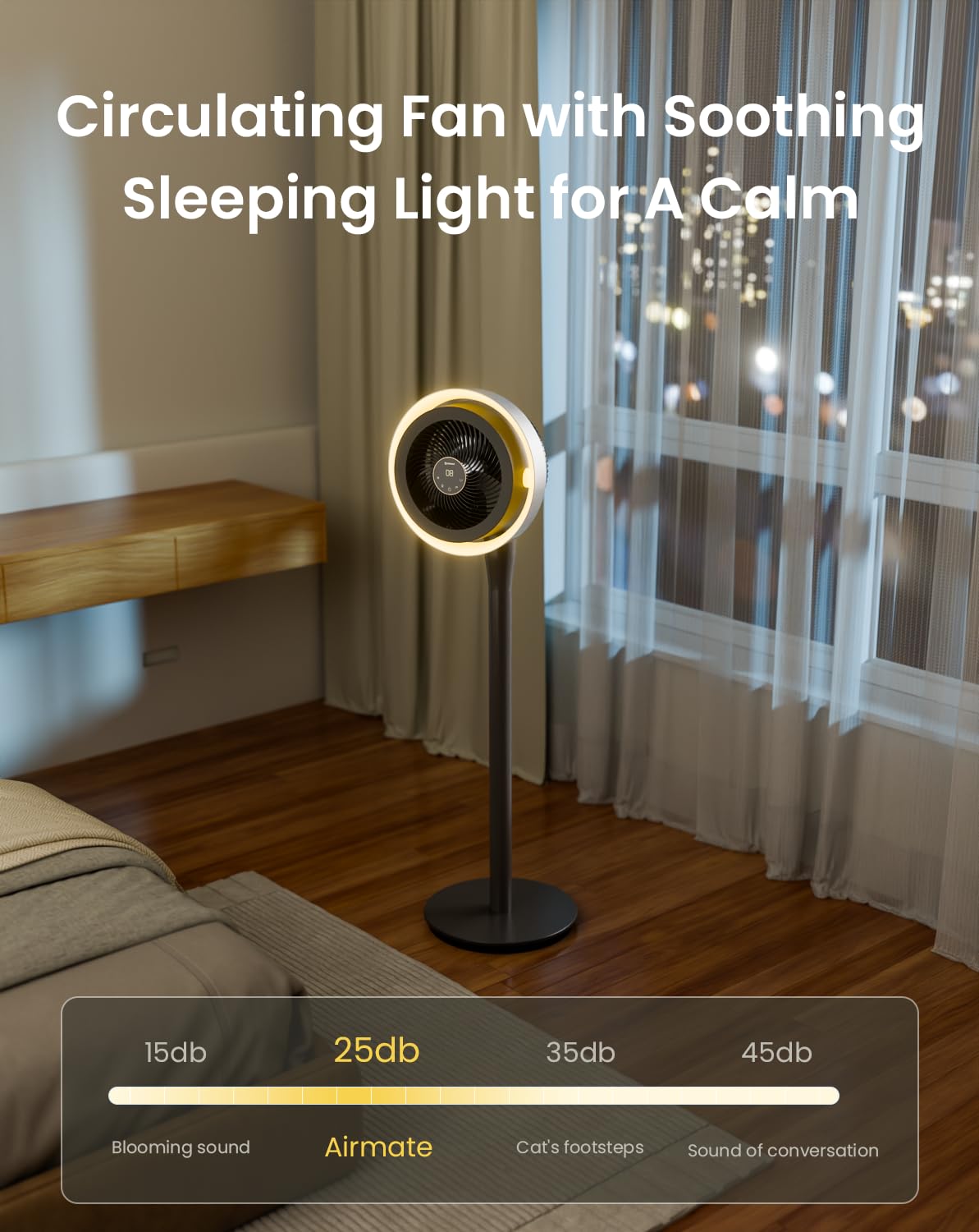 Standing Fan with Light, Digital Display, Adjustable Height, Remote, DarkGrey O643