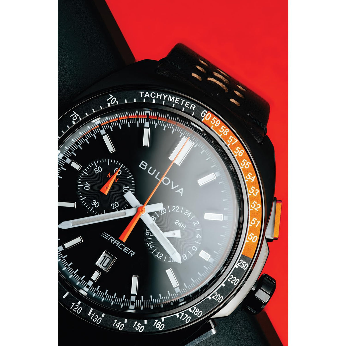 Black Leather Chronograph Watch 42mm M639275