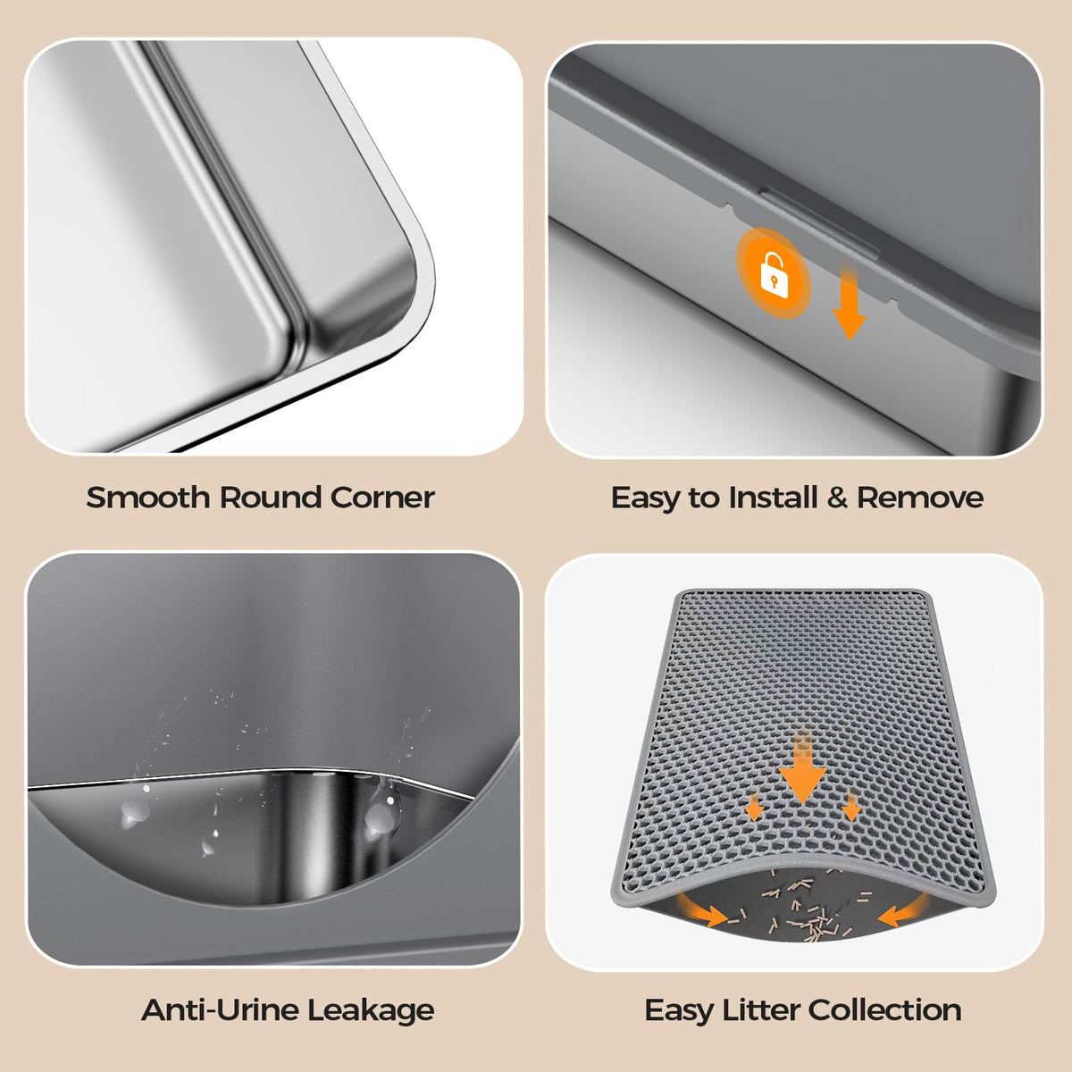 Stainless Steel Litter Box with Lid M22183