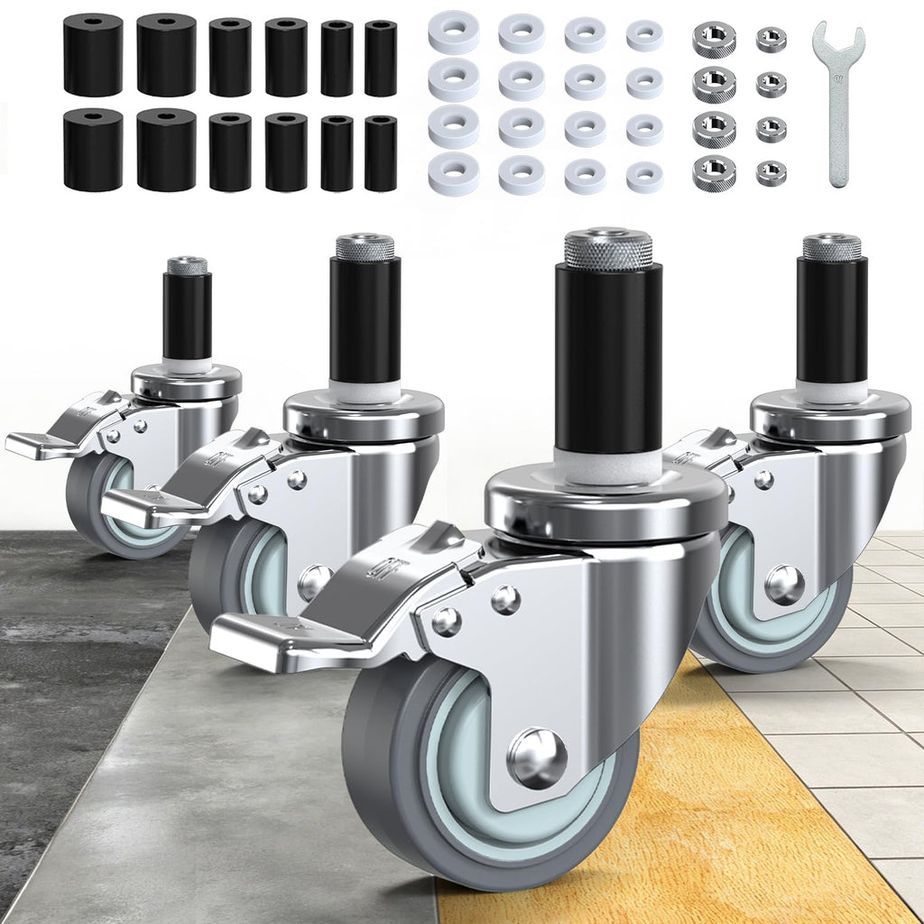3 Inch Expanding Stem Locking Swivel Casters Set of 4 J618
