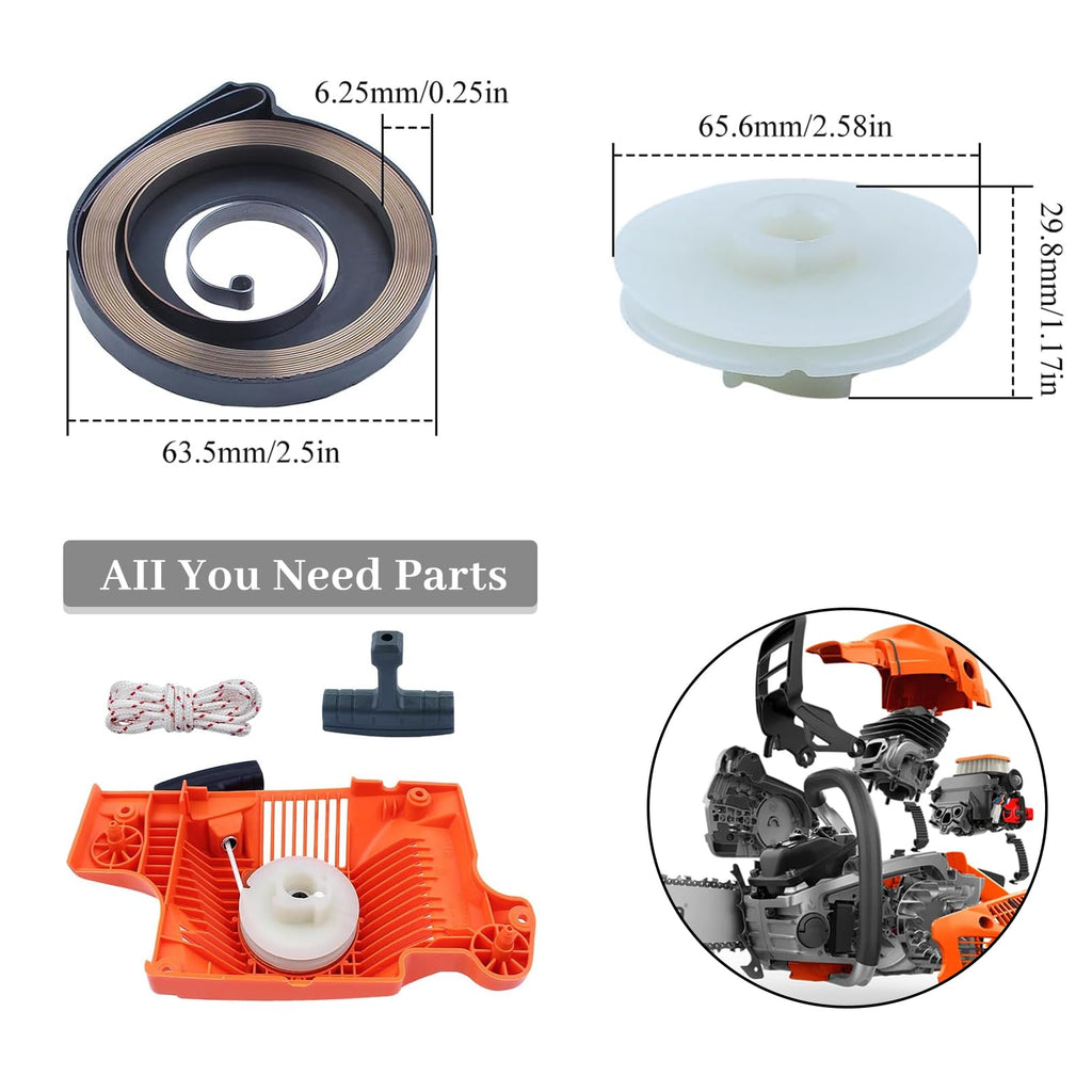 Recoil Assembly Kit with Pulley, Spring, Handle, and Rope C925345