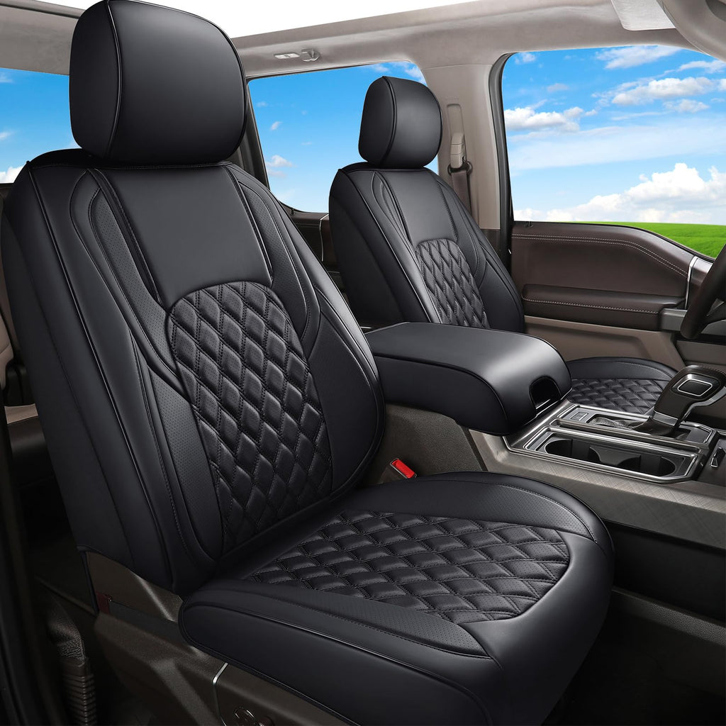 Leather Pickup Seat Cushion Cover Full Set Black N35969