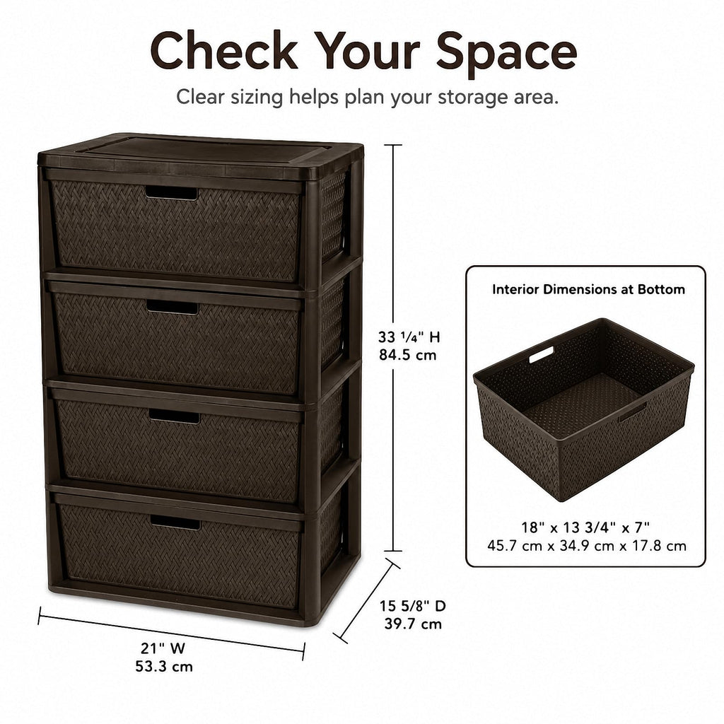 Brown 4 Drawer Plastic Storage Organizer P9453