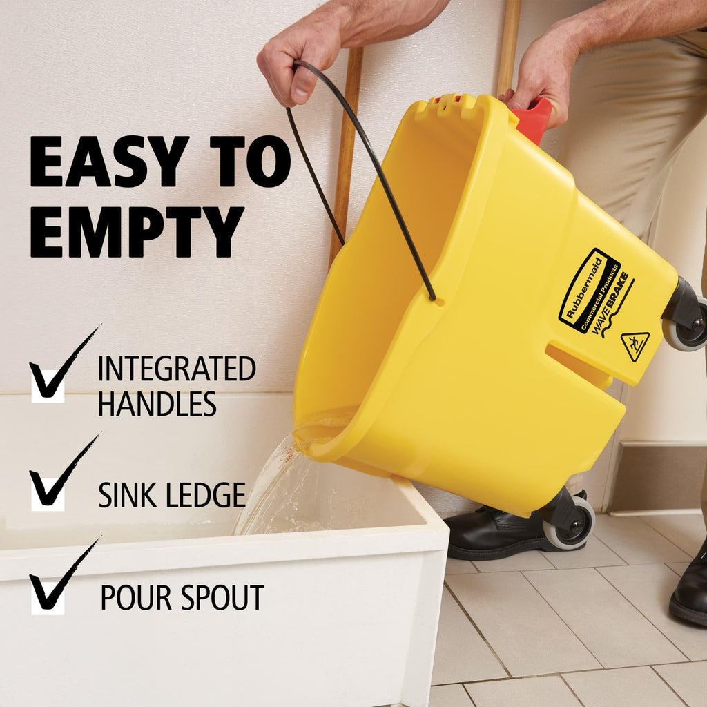 Yellow 35 QT Mop Bucket and Wringer Combo on Wheels L37277