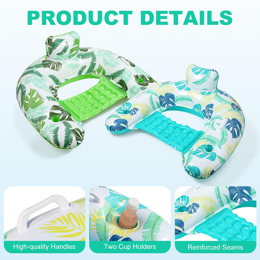 2 Pack Inflatable Pool Float Chair with Cup Holder A635
