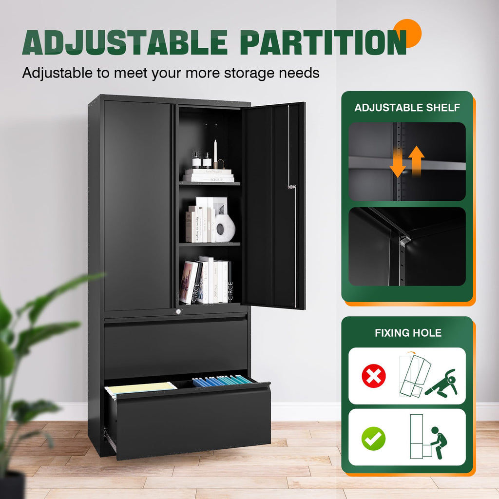 Metal 2 Drawer File Cabinet with Lock N169