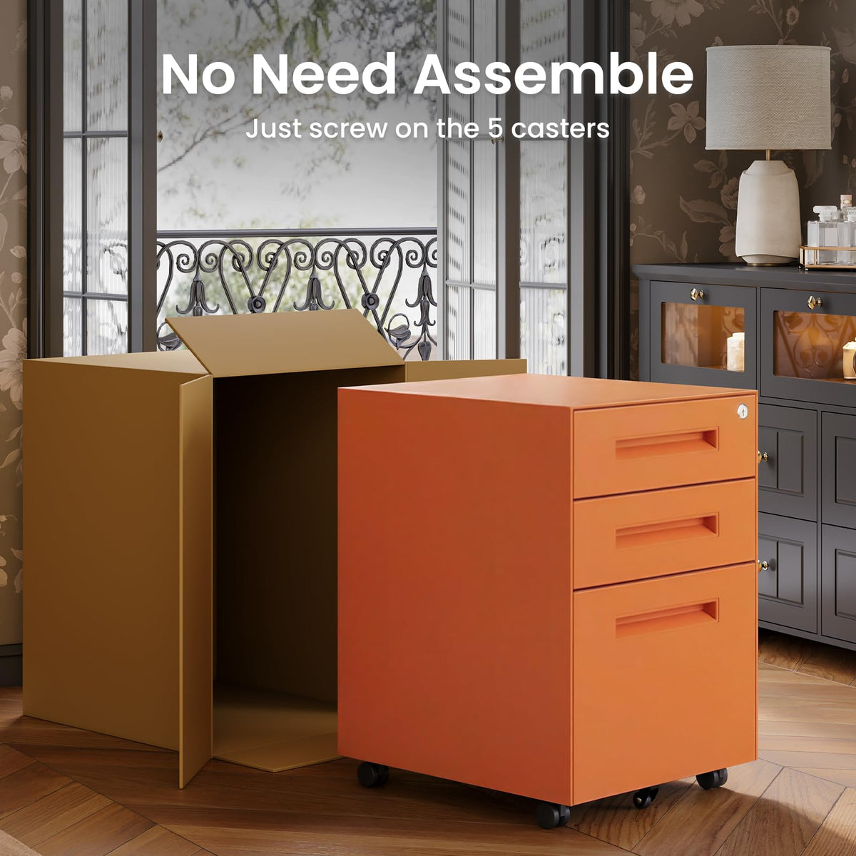 3 Drawer Metal Rolling File Cabinet O222992