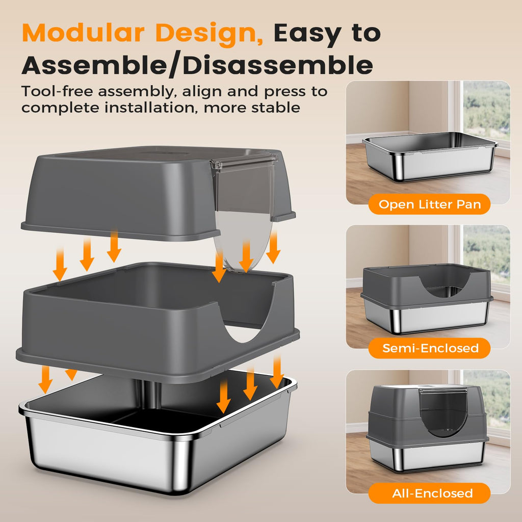 Stainless Steel Litter Box with Lid M22183