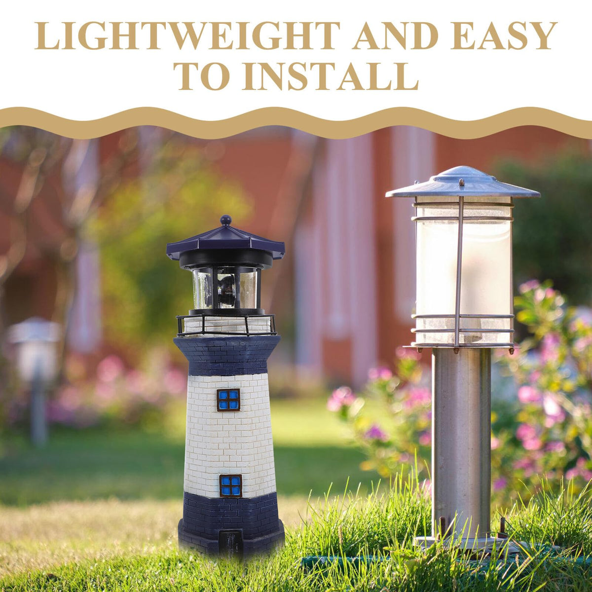 Solar Rotating Lighthouse Light Outdoor Waterproof Garden Decor X6026