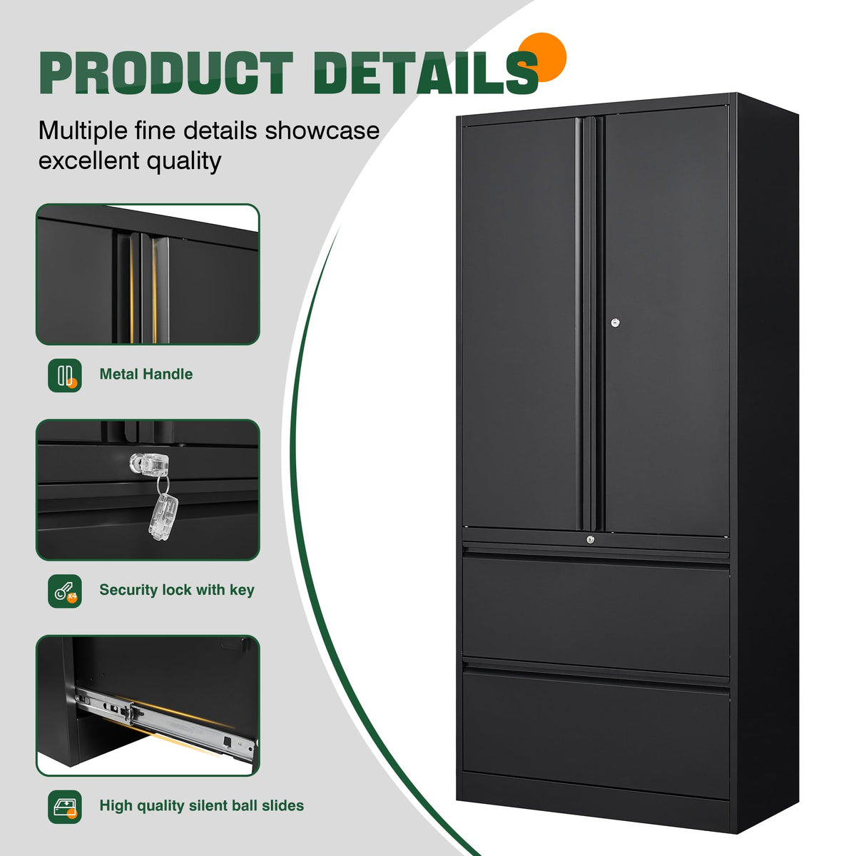 Metal 2 Drawer File Cabinet with Lock N169