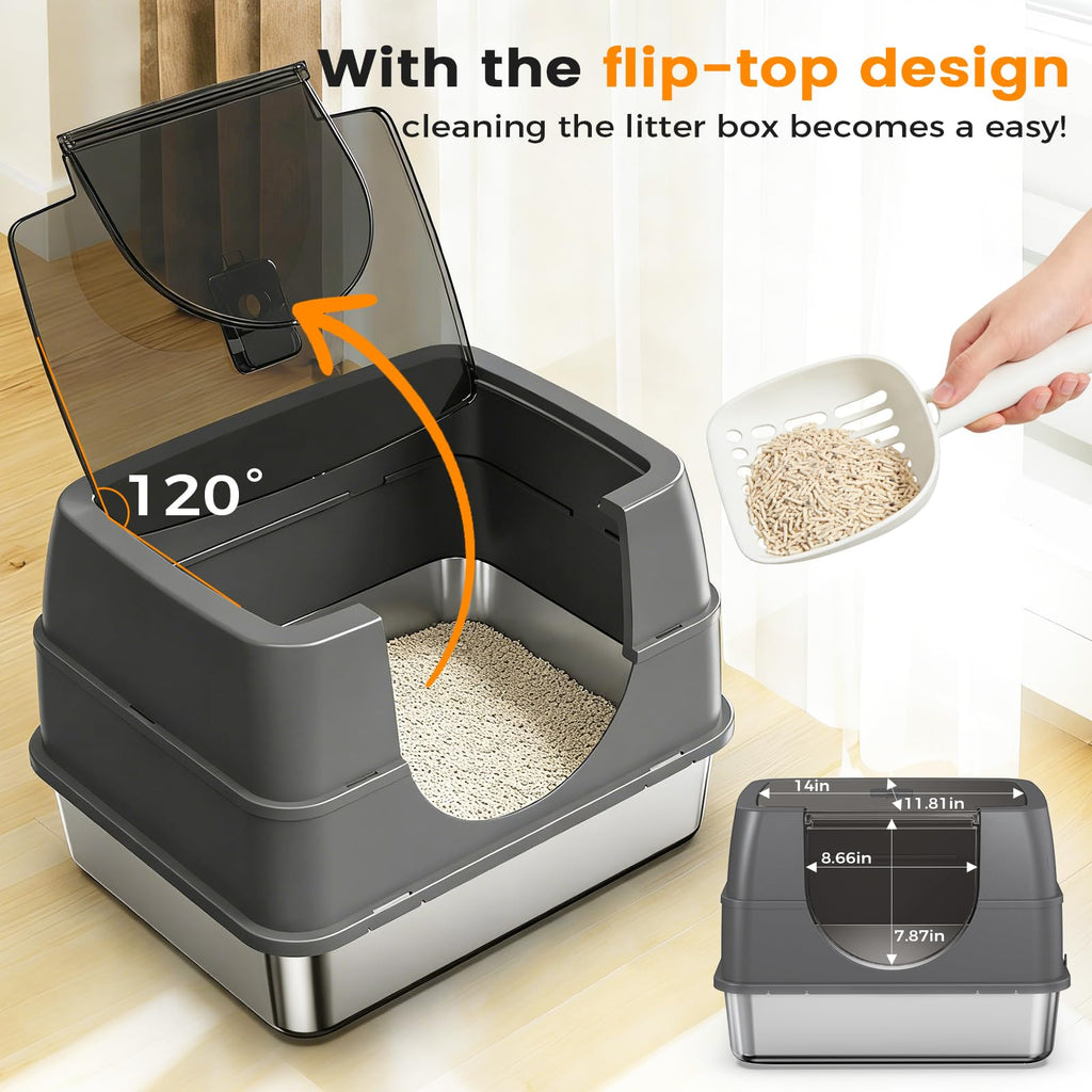 Stainless Steel Litter Box with Lid M22183