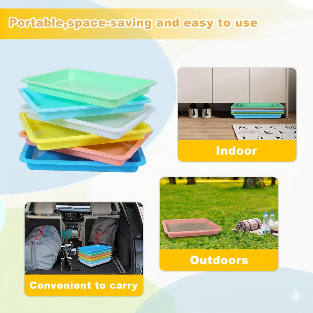 6 Pcs Low Entry Portable Litter Box with Scooper V51484